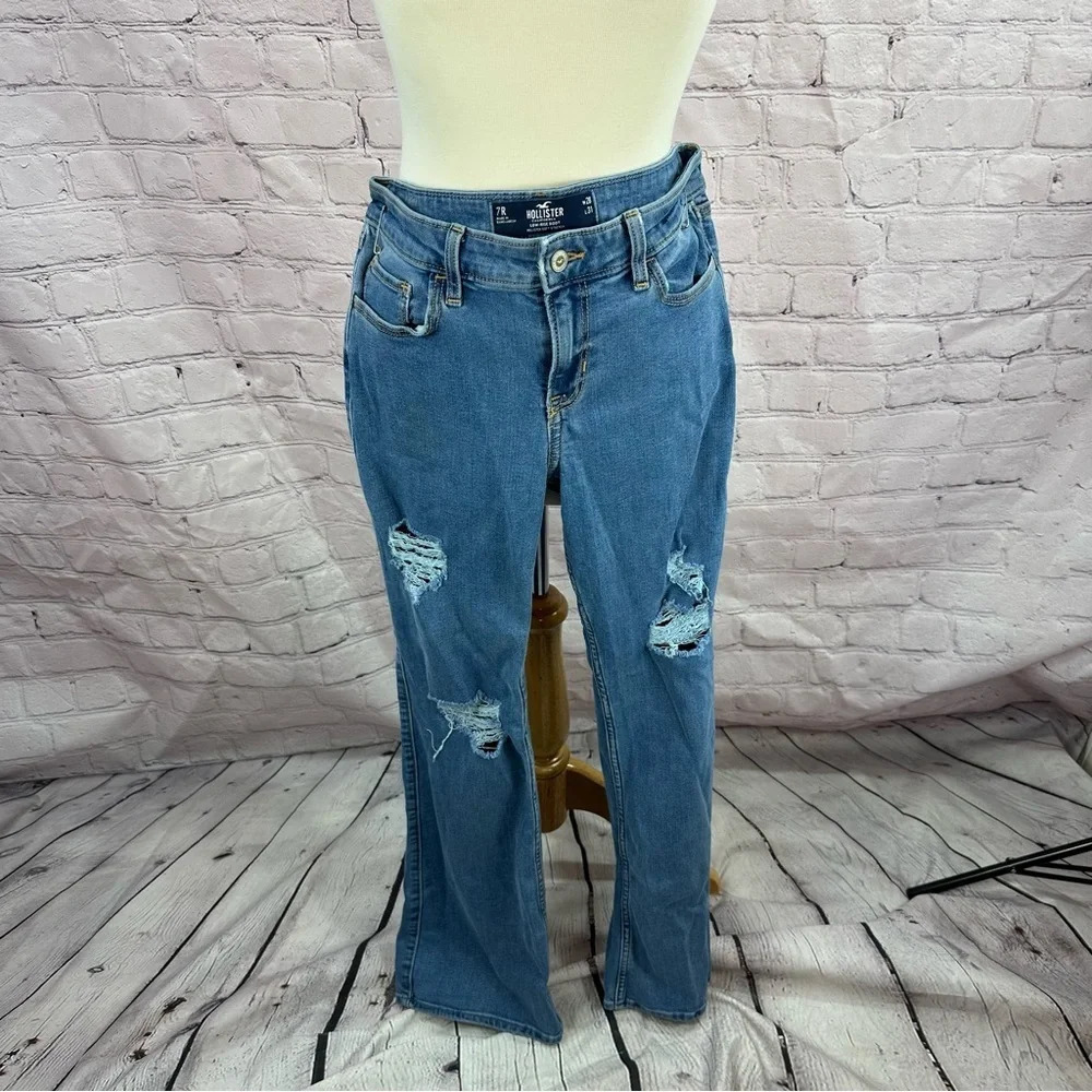 hollister low-rise boot cut distressed jeans 7 R y2K boho western